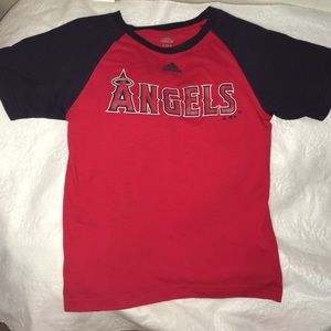 Adidas Angels baseball t-shirt size 8 blue & red kids baseball kids boys